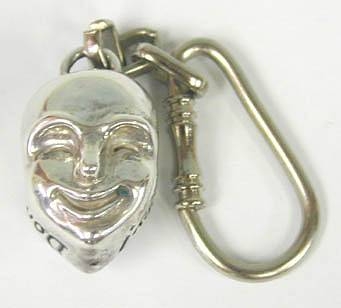 Sterling Silver Double Sided Face Key Chain