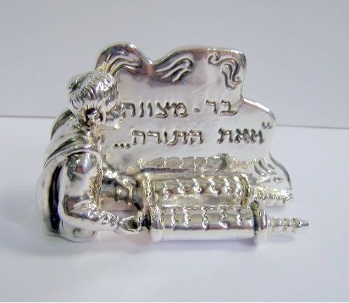 Sterling Silver Boy in front of the Torah 