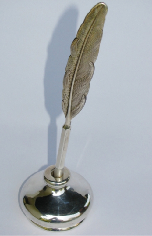Smooth Silver Penholder & Quill  Styale Pen