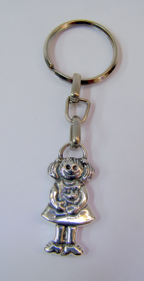 Silver Small Girl Key Chain